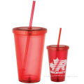 2015 factory whole-sale reusable plastic cups with dome lid and straw